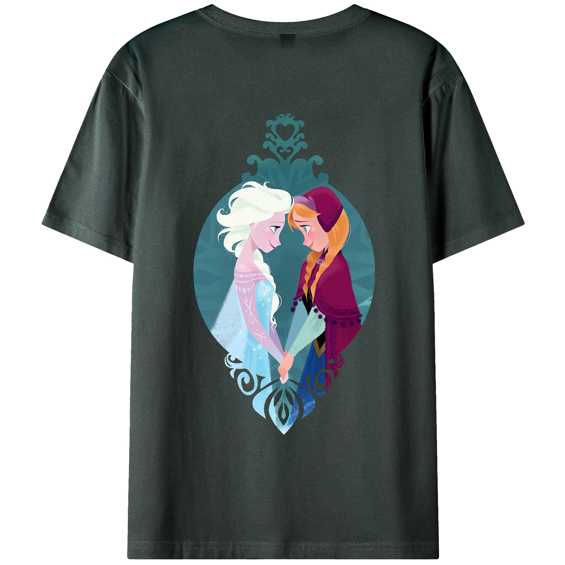（画像用） アナと雪の女王 アンナ エルサ Frozen Anna Elsa 綿100％ メンズ半袖Tシャツ（バックプリント） 通気性